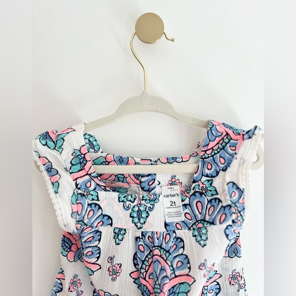 BEAUTIFUL Carter's Paisley White, Blue, & Pink Kids Tank Top Girls 2T - Like NEW - Picture 3 of 4